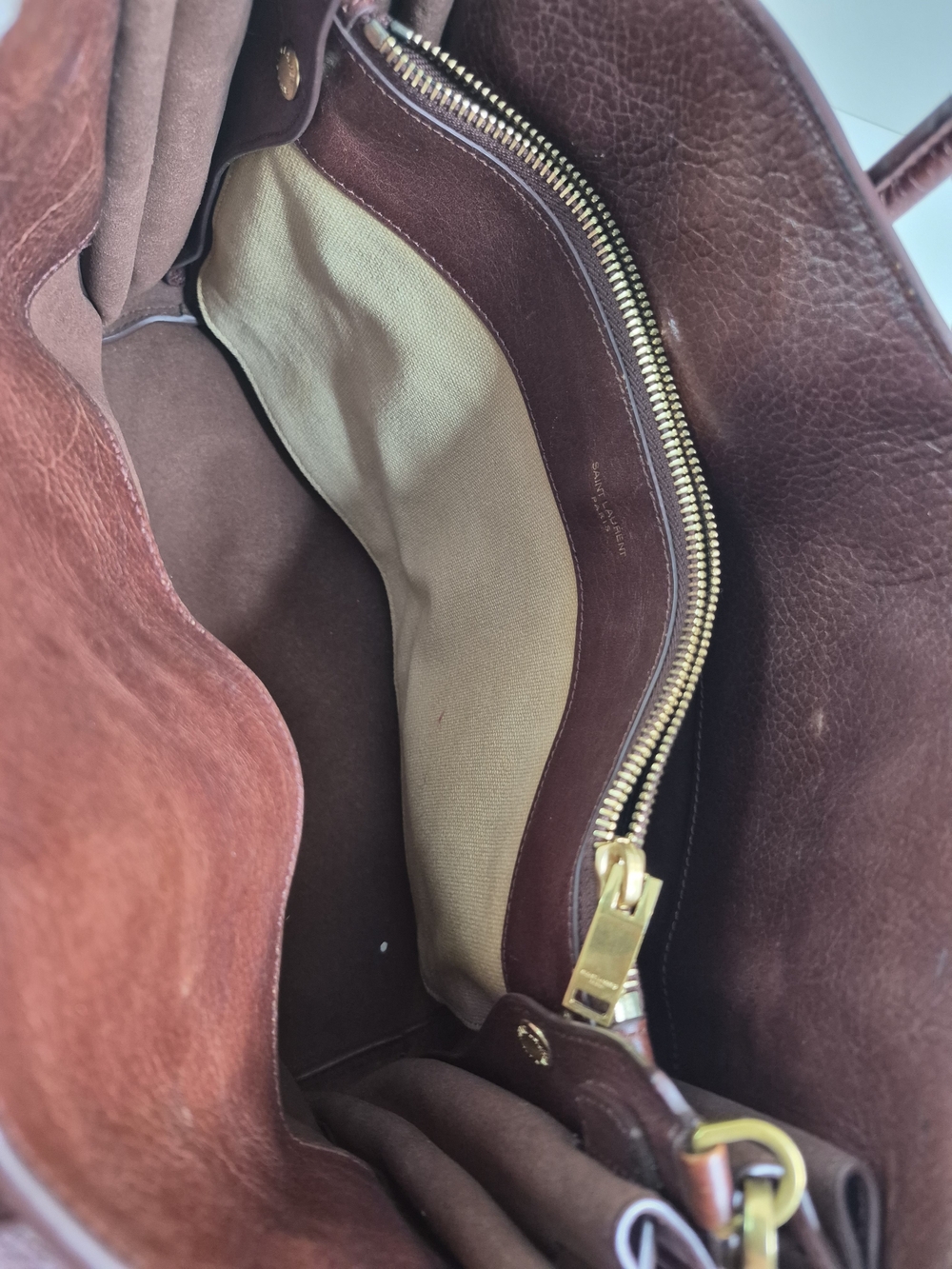 Yves Saint Laurent Dark Brown Leather Briefcase Tote with Gold Hardware - Picture 10 of 15